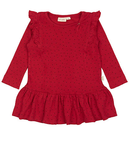 Petit Piao Kleid - Rib - Modal - Frill - Jet Rot/Radfahren Rot