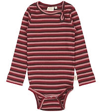 Petit Piao Bodysuit l/s - Rib - Modal - Biking Red Multistripe