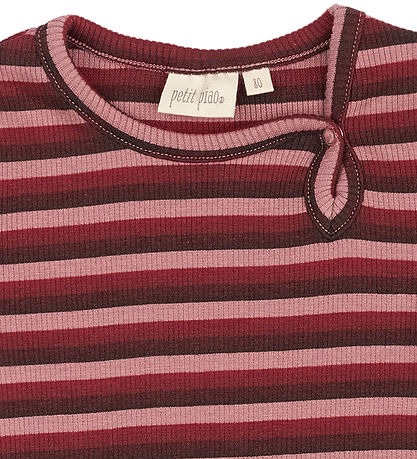 Petit Piao Bodysuit l/s - Rib - Modal - Biking Red Multistripe