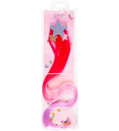 Souza Verkleedkleren - Haarclip m. Haar - Roze/Paars