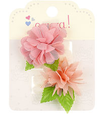 Souza Elastic Hair Bands - 4 pcs - White/Pink w. Flowers Souza Elastic Hair Bands - 4 pcs - White/Pink w. Flowers