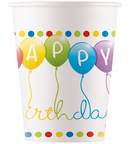 Decorata Party Kartonnen bekers - 8-pack - 200 ml - Happy Verjaa