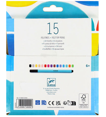 Djeco Markers - 15 pcs - Multi Colours