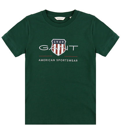 GANT T-Shirt - Tartan Green m. Logo GANT T-Shirt - Tartan Green m. Logo