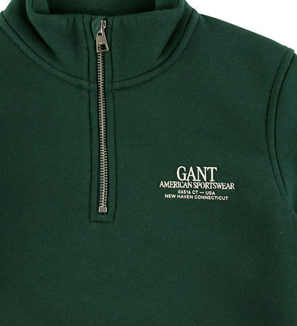 GANT Sweatshirt - Graphic - Half Zip - Tartan Green GANT Sweatshirt - Graphic - Half Zip - Tartan Green