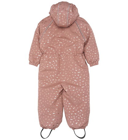 Mikk-Line Snowsuit - Burlwood w. Glitter Leaves