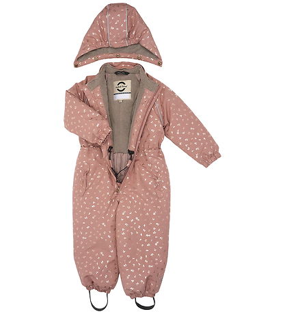 Mikk-Line Snowsuit - Burlwood w. Glitter Leaves