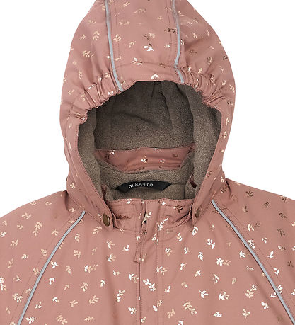Mikk-Line Snowsuit - Burlwood w. Glitter Leaves
