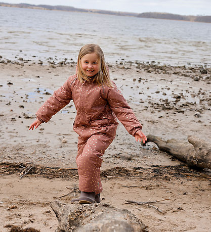 Mikk-Line Snowsuit - Burlwood w. Glitter Leaves