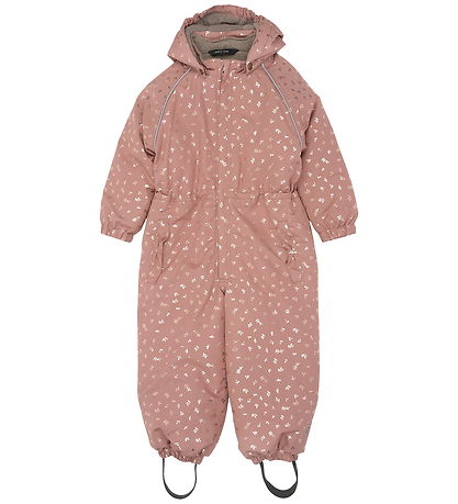Mikk-Line Snowsuit - Burlwood w. Glitter Leaves
