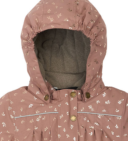 Mikk-Line Winter Coat - Polyester - Burlwood w. Glitter Leaves