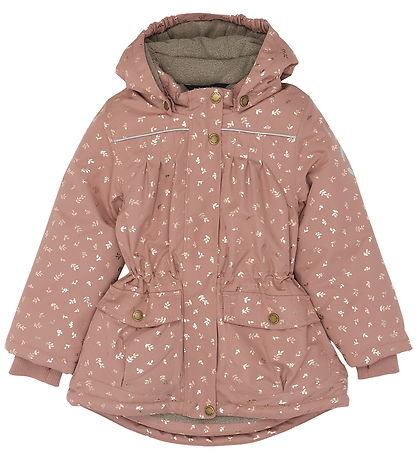 Mikk-Line Winter Coat - Polyester - Burlwood w. Glitter Leaves