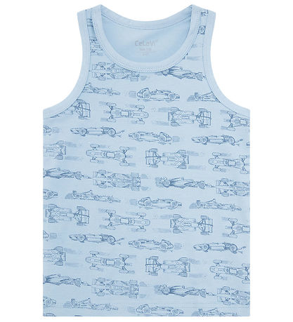 CeLaVi Undershirt - 2-Pack - Ashley Blue w. Racing cars