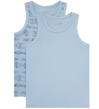 CeLaVi Undershirt - 2-Pack - Ashley Blue w. Racing cars