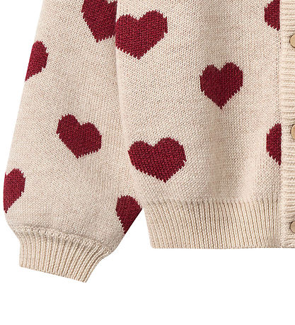Gilet Wheat - Laine mérinos - Offwhite Mélange av. Cœurs