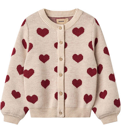 Gilet Wheat - Laine mérinos - Offwhite Mélange av. Cœurs