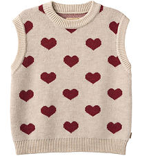Wheat Waistcoat - Merino wool - Gaby - Offwhite Melange w. Heart