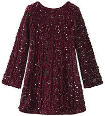 Name It Dress - NkfRusitta - Burgundy/Black Bow w. Sequins Name It Dress - NkfRusitta - Burgundy/Black Bow w. Sequins