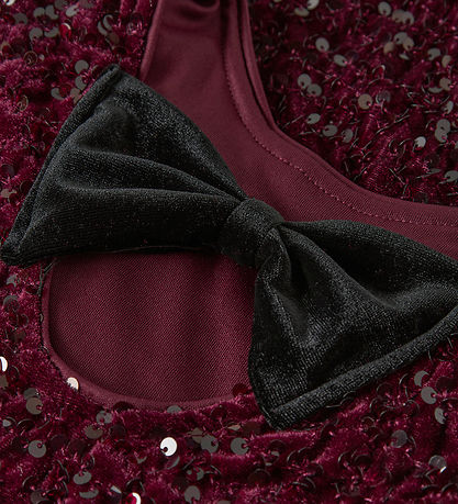 Name It Dress - NkfRusitta - Burgundy/Black Bow w. Sequins