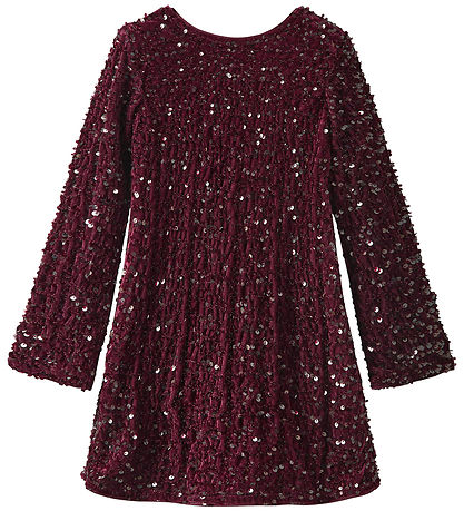Name It Dress - NkfRusitta - Burgundy/Black Bow w. Sequins