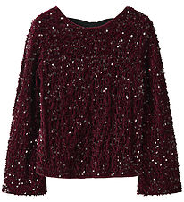 Name It Blouse - NkfRusitta - Burgundy/Black Bow w. Sequins
