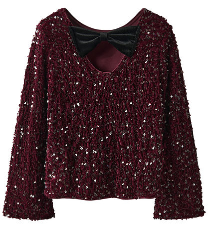 Name It Blouse - NkfRusitta - Burgundy/Black Bow w. Sequins