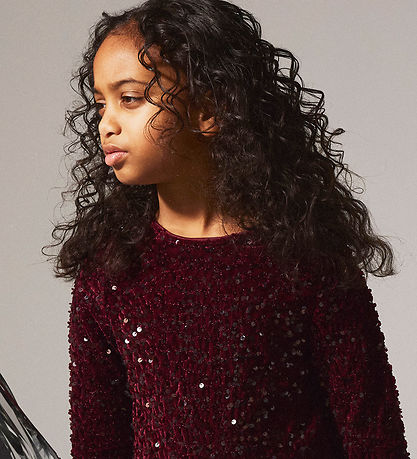 Name It Blouse - NkfRusitta - Burgundy/Black Bow w. Sequins