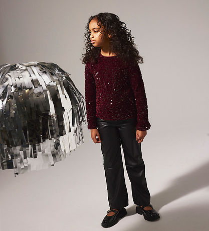 Name It Blouse - NkfRusitta - Burgundy/Black Bow w. Sequins