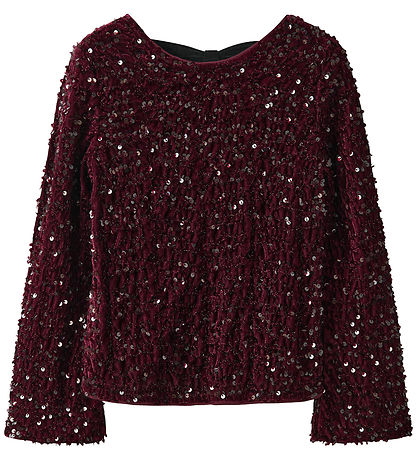 Name It Blouse - NkfRusitta - Burgundy/Black Bow w. Sequins