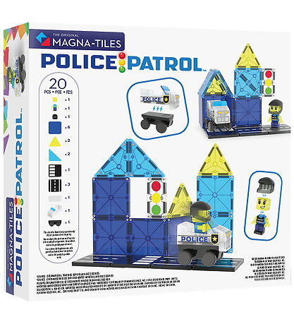 Ensemble d'aimants Magna-Tiles - 20 Parties - Police Patrouille