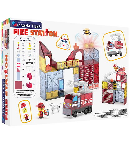 Magna-Tiles Magnet set - 50 Parts - Fire Station + MicroMAGS