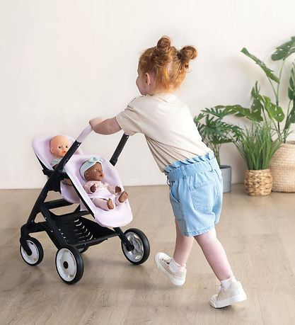 Poussette jumelle Pour Poupées Smoby - Maxi-Cosi - Rose Poussette jumelle Pour Poupées Smoby - Maxi-Cosi - Rose