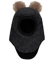 Huttelihut Balaclava - Wool/Cotton - 2-layer - Dark Grey Melange