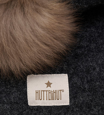 Huttelihut Balaclava - Wool/Cotton - 2-layer - Dark Grey Melange
