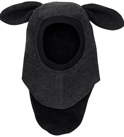Huttelihut Balaclava - Wool - 2-layer - Dark Grey Melange w. Ear