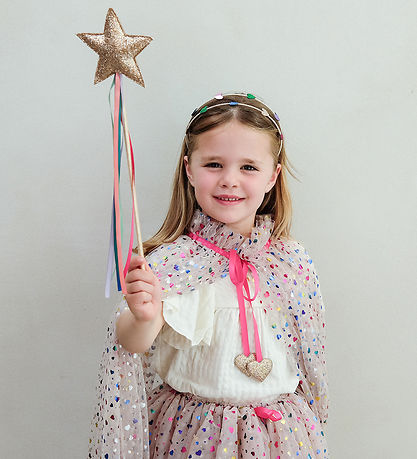 Mimi & Lula Cape - Beige Rainbow Hearts