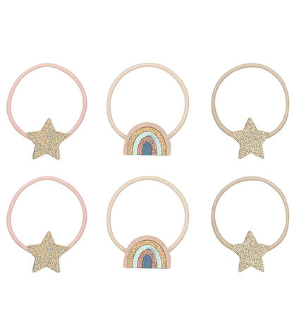 Mimi & Lula Elastic Hair Bands - 6-Pack - Rainbow & Star Celeste