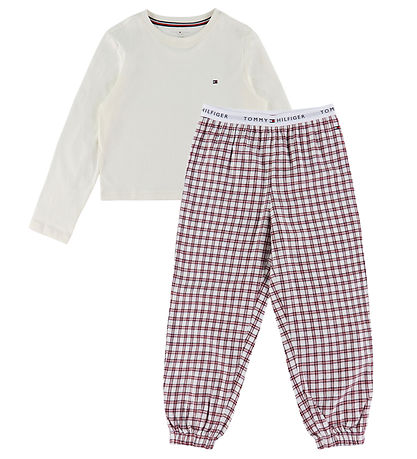 Tommy Hilfiger Náttfatasett - Handjárn - Ivory Silki/Mini Plaie 