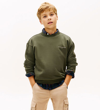 Sweat-shirt Tommy Hilfiger - Mini Corp - Étain Green Sweat-shirt Tommy Hilfiger - Mini Corp - Étain Green