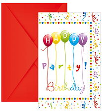 Decorata Party Uitnodigingen - 6-pack - Happy Verjaardagsstreame
