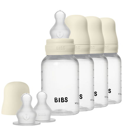 BIBS Feeding Bottles - 4-Pack - 150 mL - Silicone - Ivory