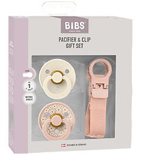 BIBS Colour Gift Set - Pacifiers/Pacifier Clip - Size 1 - Blush