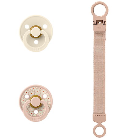 BIBS Colour Gift Set - Pacifiers/Pacifier Clip - Size 1 - Blush
