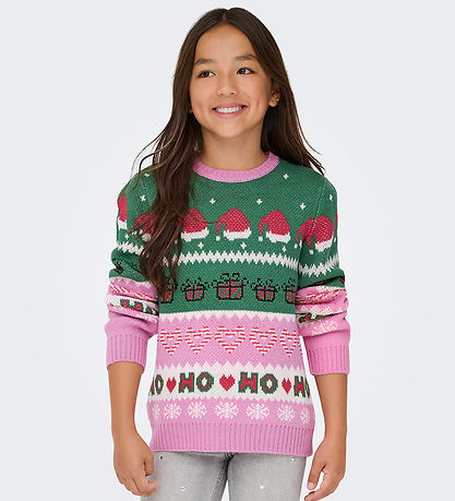 Kids Only Bluse - Strick - Weihnachten - Fuchsia Pink/W. Green J