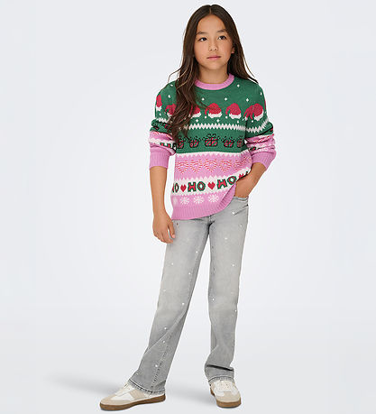 Kids Only Bluse - Strick - Weihnachten - Fuchsia Pink/W. Green J