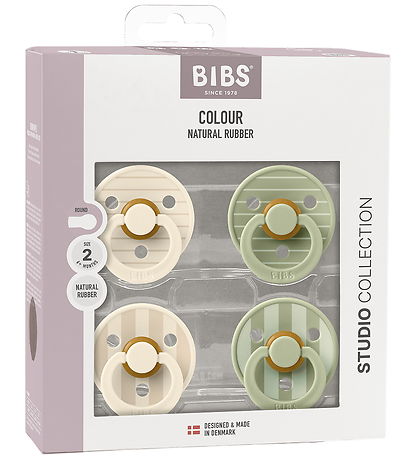 BIBS Colour Pacifiers - 4-Pack - Size 1 - Ivory/Vanilla/Sage