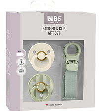 BIBS Colour Gift Set - Pacifiers/Pacifier Clip - Size 1 - Sage