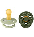 BIBS Colour Pacifiers - Size 2 - Round - 2-Pack - Leaf - Sage/Hu