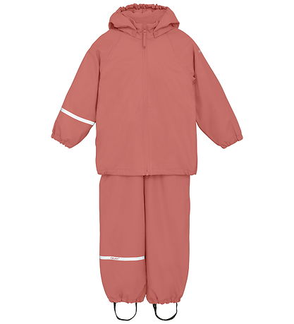 CeLaVi Rainwear w. Suspenders/Fleece - Recycle PU - Brick Dust