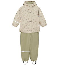 CeLaVi Rainwear w. Fleece - AOP - White Pepper